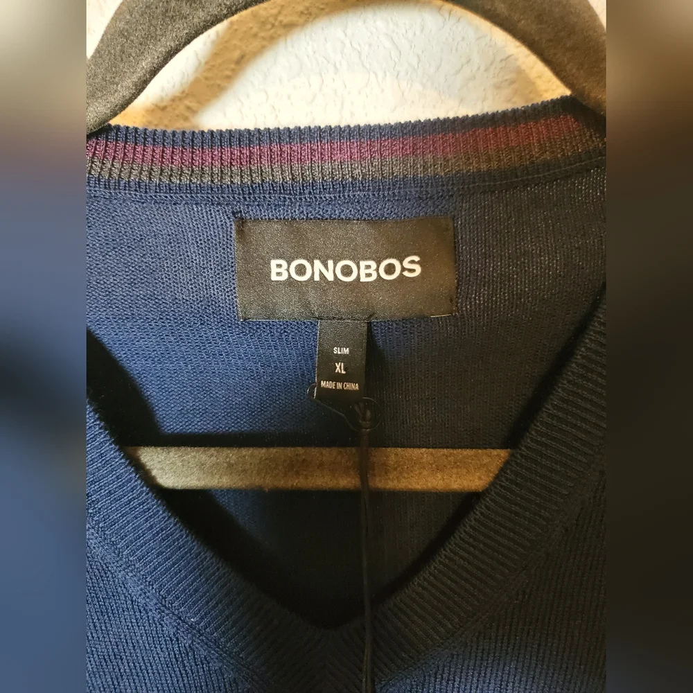 Bonobos Blue Tint  100% Merino Wool Crew Neck Sweater Size XXL Xl slim